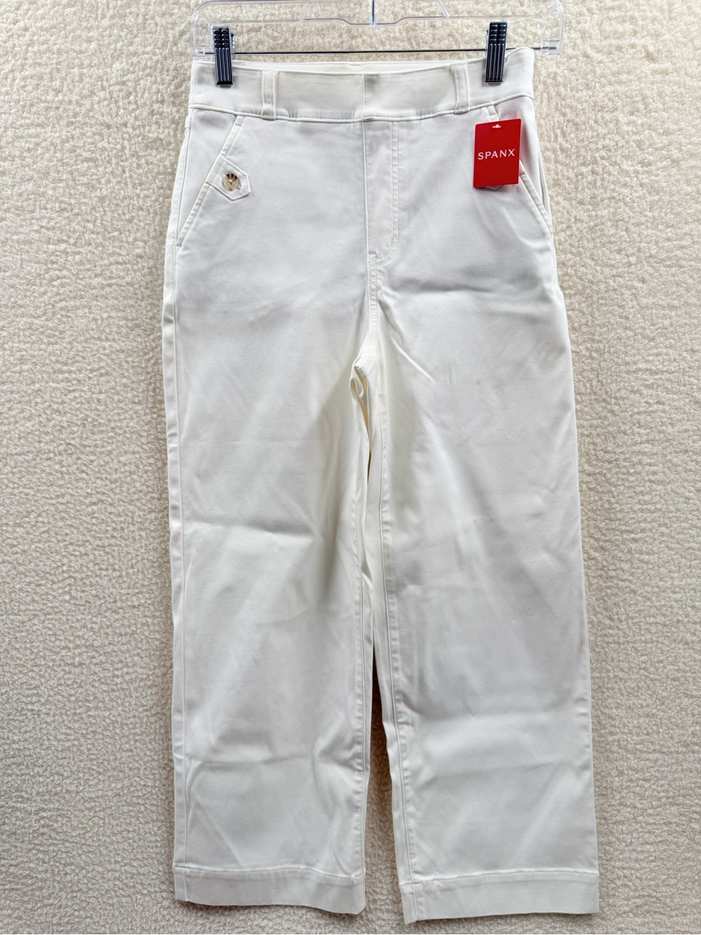 Spanx bright white stretch twill cropped wide leg Pants Women's Size S NWT
